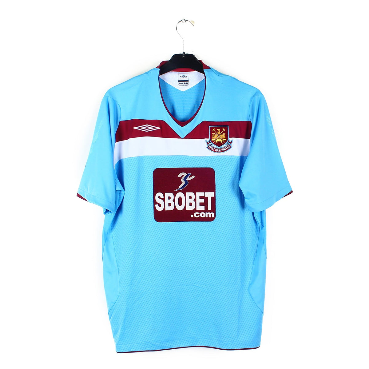 West Ham United Extérieur Maillot de foot 2007 - 2008. Sponsored by XL West Ham United Extérieur Maillot de foot 2007 - 2008. Sponsored by XL