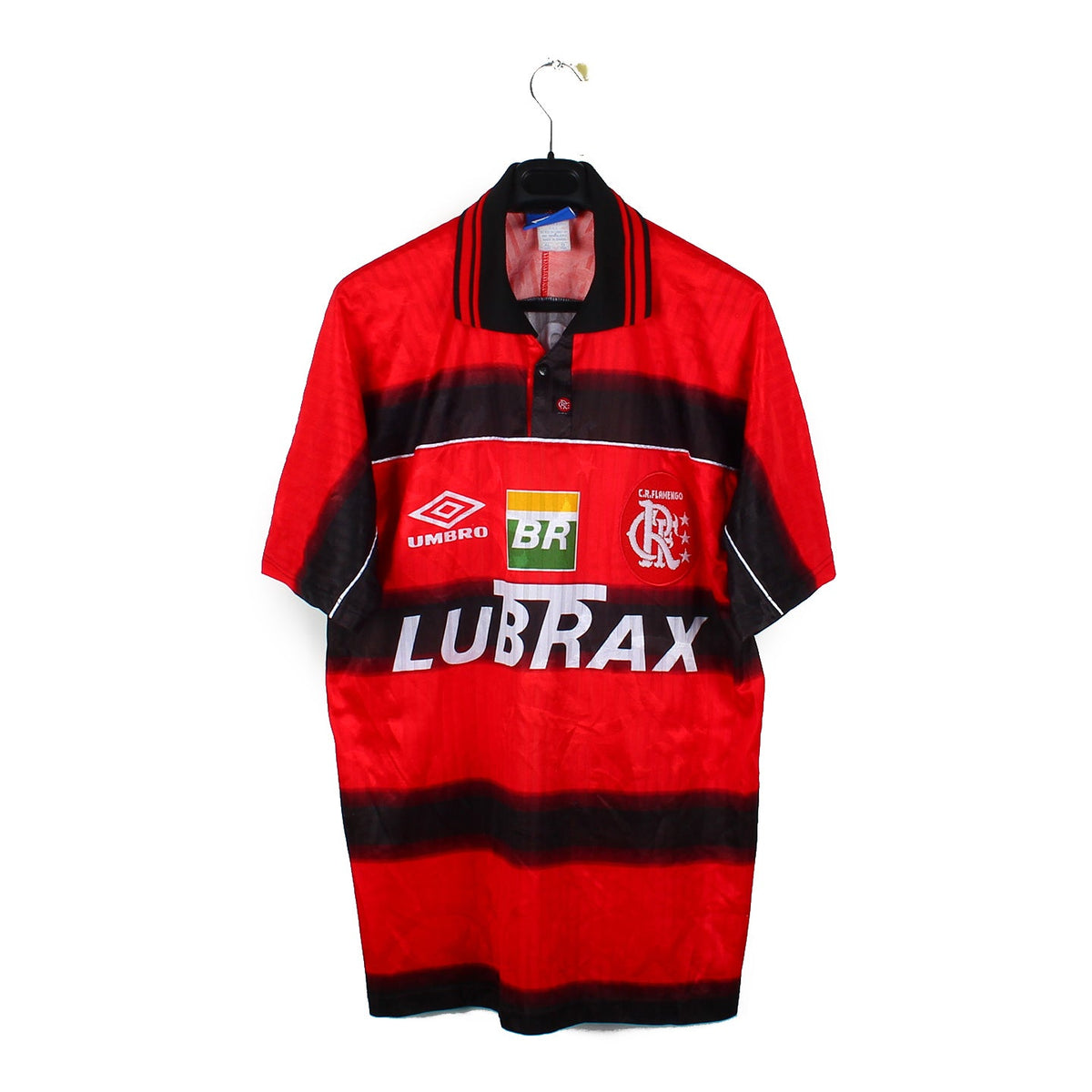 Maillot Flamengo Vintage Années 80 Rayures Rouge Noir Brésil Taille L