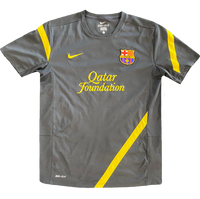 maillot barcelone gris et jaune vintage saison 2011-2012 qatar foundation