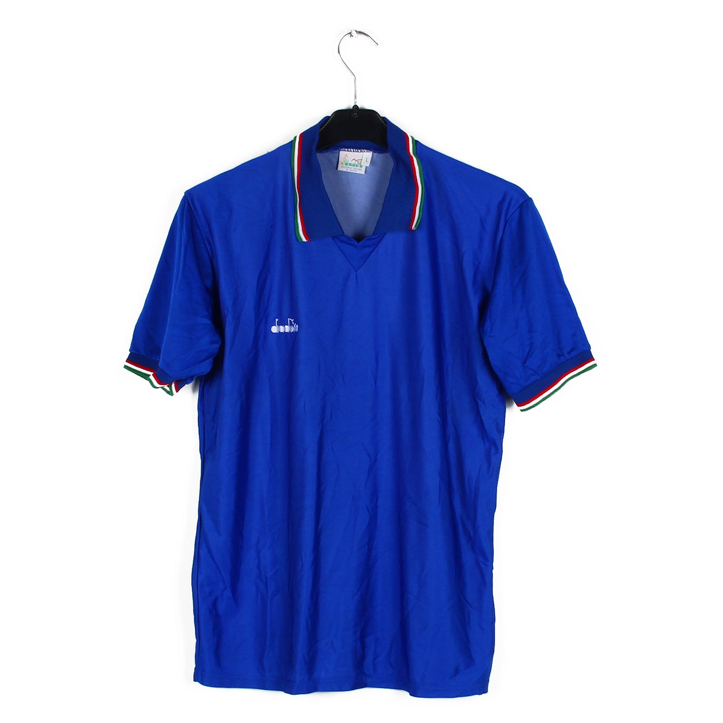 Des années 1990 Diadora football chemise w rouge col bleu