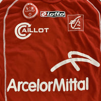 Détail face maillot domicile stade de reims gragnic vintage saison 2007-2008 arcelormittal lotto